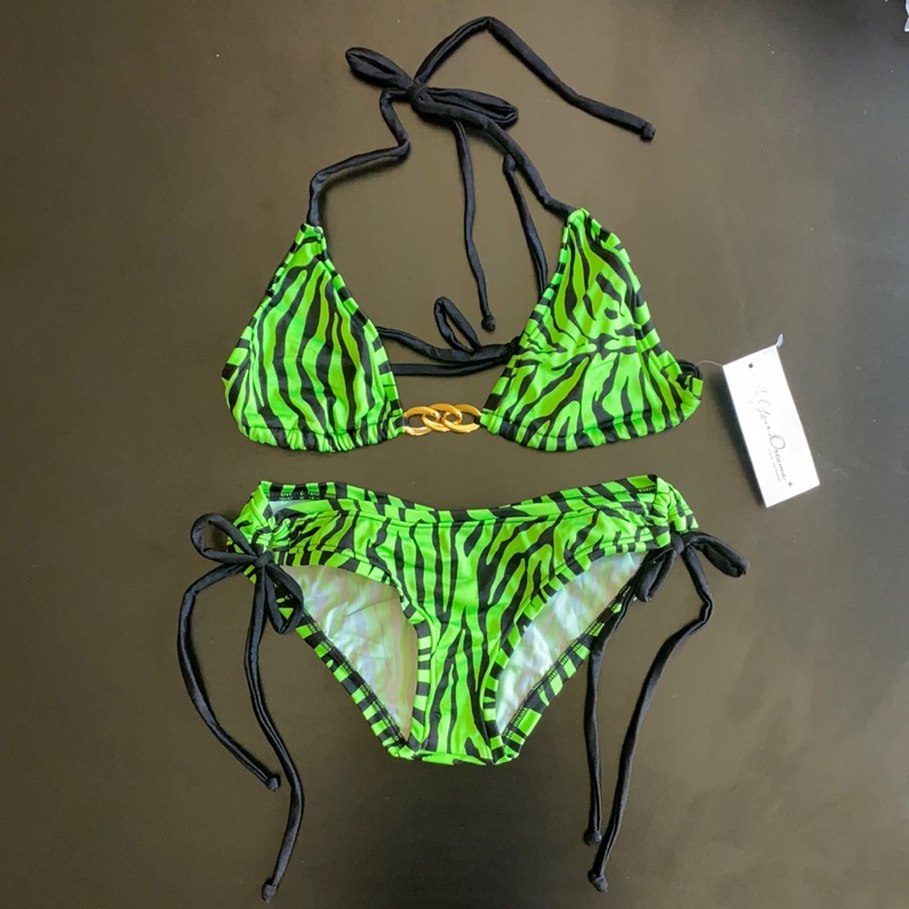 Green Zebra Print Bikini